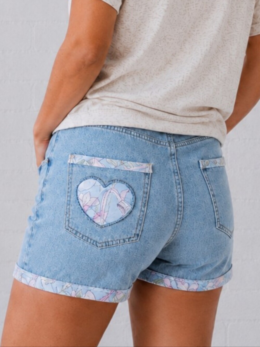 Upcycled- Pocketful of Petals High Waisted Shorts